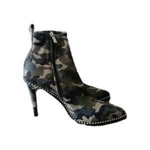 BCBGeneration Womens‎ 9.5 Studded Camo Ankle Boots Pointed Toe Stiletto Heels